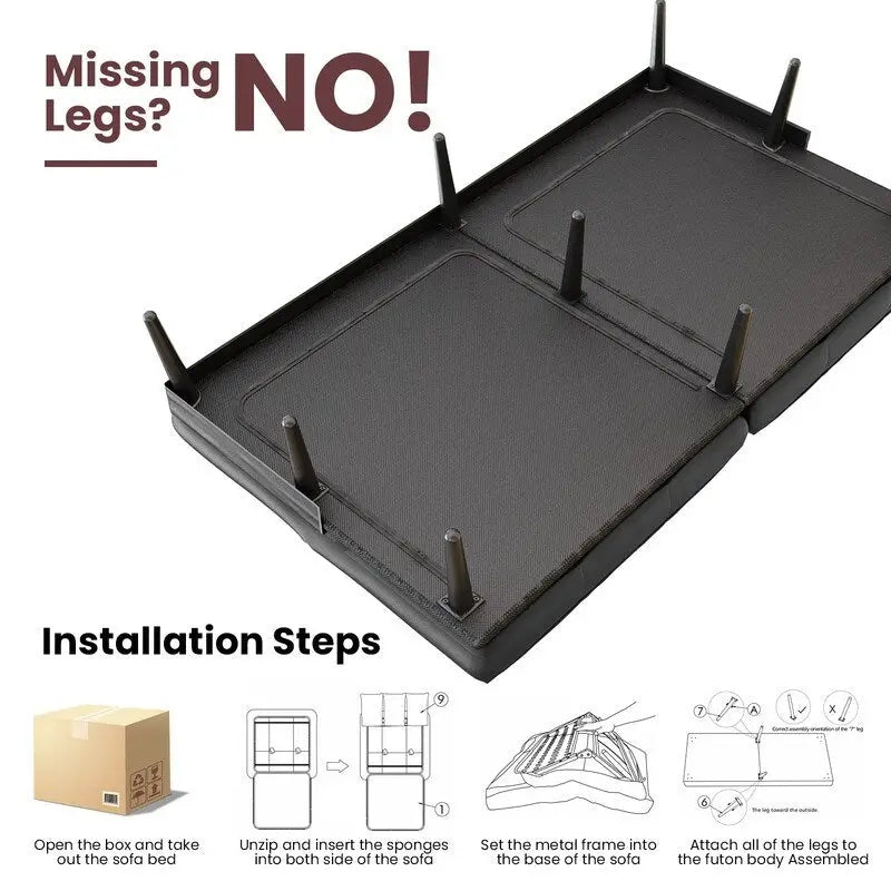 Divano letto futon convertibile Grondin, divano letto con schienale regolabile in 5 posizioni con 2 cuscini, reclinabile in stile moderno