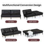 Divano letto futon convertibile Grondin, divano letto con schienale regolabile in 5 posizioni con 2 cuscini, reclinabile in stile moderno