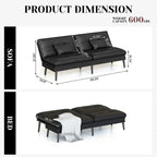 Divano letto futon convertibile Grondin, divano letto con schienale regolabile in 5 posizioni con 2 cuscini, reclinabile in stile moderno