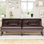 Divano letto futon convertibile Grondin, divano letto con schienale regolabile in 5 posizioni con 2 cuscini, reclinabile in stile moderno
