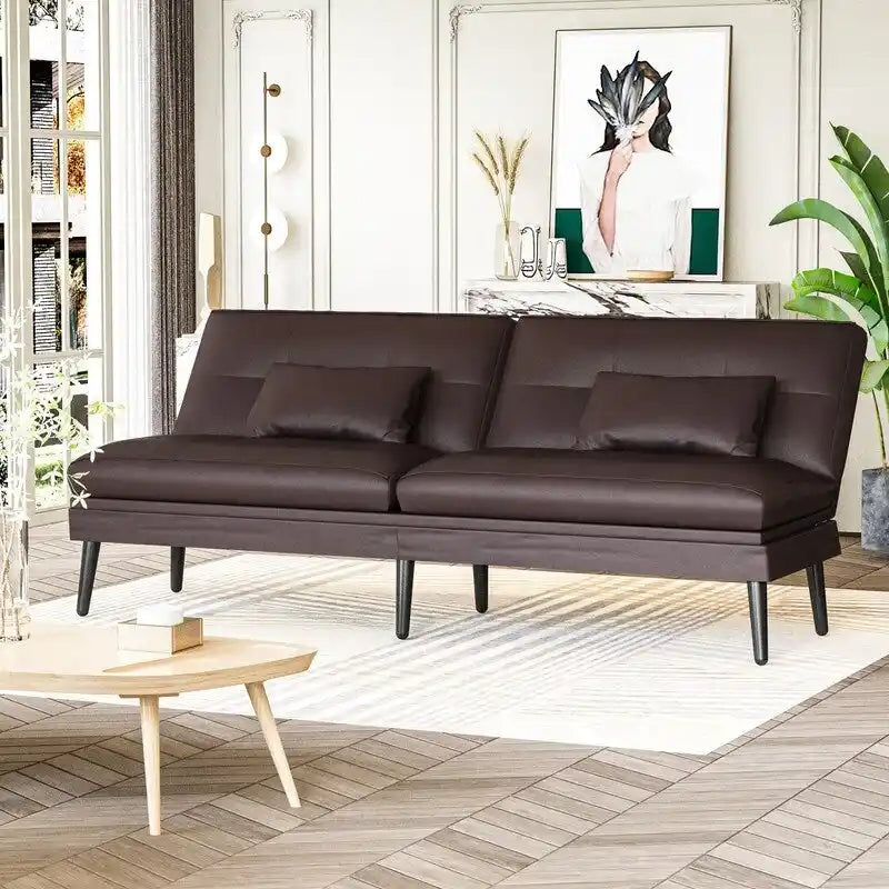 Divano letto futon convertibile Grondin, divano letto con schienale regolabile in 5 posizioni con 2 cuscini, reclinabile in stile moderno
