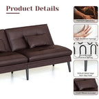 Divano letto futon convertibile Grondin, divano letto con schienale regolabile in 5 posizioni con 2 cuscini, reclinabile in stile moderno