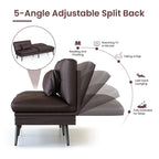 Divano letto futon convertibile Grondin, divano letto con schienale regolabile in 5 posizioni con 2 cuscini, reclinabile in stile moderno