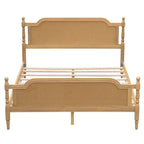 Letto a piattaforma in stile tradizionale con testiera e pediera in rattan per camera da letto