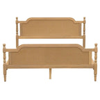 Letto a piattaforma in stile tradizionale con testiera e pediera in rattan per camera da letto