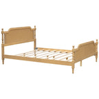 Letto a piattaforma in stile tradizionale con testiera e pediera in rattan per camera da letto