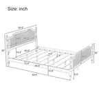 Letto a piattaforma in stile tradizionale con testiera e pediera in rattan per camera da letto