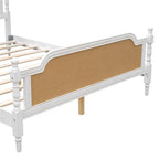 Letto a piattaforma in stile tradizionale con testiera e pediera in rattan per camera da letto