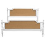 Letto a piattaforma in stile tradizionale con testiera e pediera in rattan per camera da letto