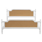 Letto a piattaforma in stile tradizionale con testiera e pediera in rattan per camera da letto