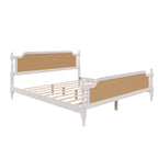 Letto a piattaforma in stile tradizionale con testiera e pediera in rattan per camera da letto