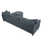Divano Sezionale a 4 Posti con Cuscino Removibile, Grigio 107.87, Pouf Movibile, Bracciolo con Contenitore
