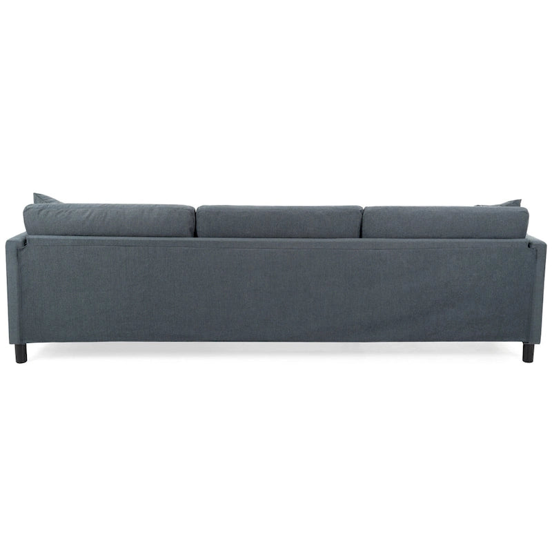 Divano Sezionale a 4 Posti con Cuscino Removibile, Grigio 107.87, Pouf Movibile, Bracciolo con Contenitore