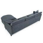 Divano Sezionale a 4 Posti con Cuscino Removibile, Grigio 107.87, Pouf Movibile, Bracciolo con Contenitore