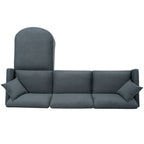 Divano Sezionale a 4 Posti con Cuscino Removibile, Grigio 107.87, Pouf Movibile, Bracciolo con Contenitore