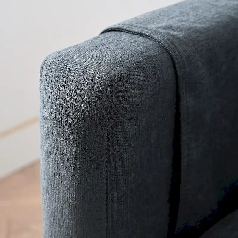 Divano Sezionale a 4 Posti con Cuscino Removibile, Grigio 107.87, Pouf Movibile, Bracciolo con Contenitore