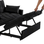 Divano Letto Estraibile 4-in-1 - Divanetto in Velluto - Divano Letto Convertibile con Schienale Reclinabile, 2 Tasche Laterali