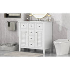 Mobile bagno con lavabo in ceramica, due ante e cinque cassetti