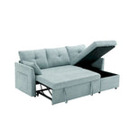 Divano Sezionale a L con Chaise Reversibile, Rivestimento in Velluto a Coste/Ciniglia, con Bracciolo Portaoggetti e Tasca Laterale