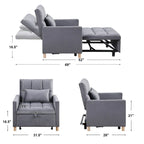Divano letto 3 in 1 convertibile, poltrona e lettino, nero