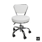 Sgabello basso Dayton con schienale regolabile da 13 a 15, rotelle, bianco - N/A
