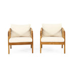Jabe Outdoor Acacia Wood and Wicker Club Chair Set by Christopher Knight Home