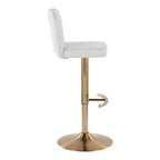 LumiSource Set of 2 Henry Adjustable Barstools Gold/White Fabric