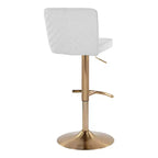 LumiSource Set of 2 Henry Adjustable Barstools Gold/White Fabric
