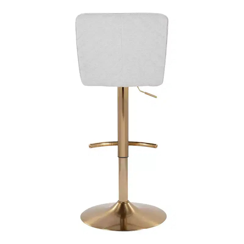 LumiSource Set of 2 Henry Adjustable Barstools Gold/White Fabric