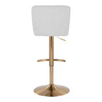 LumiSource Set of 2 Henry Adjustable Barstools Gold/White Fabric