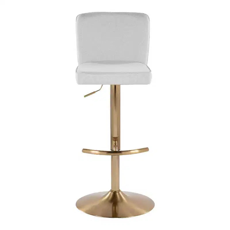 LumiSource Set of 2 Henry Adjustable Barstools Gold/White Fabric