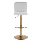 LumiSource Set of 2 Henry Adjustable Barstools Gold/White Fabric