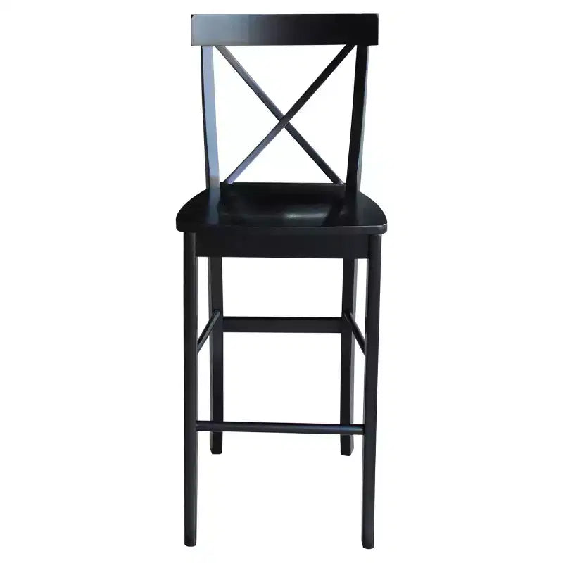 30" Martha X Back Barstool Jet Black - International Concepts: Solid Wood, Traditional Design
