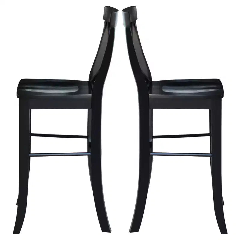30" Martha X Back Barstool Jet Black - International Concepts: Solid Wood, Traditional Design