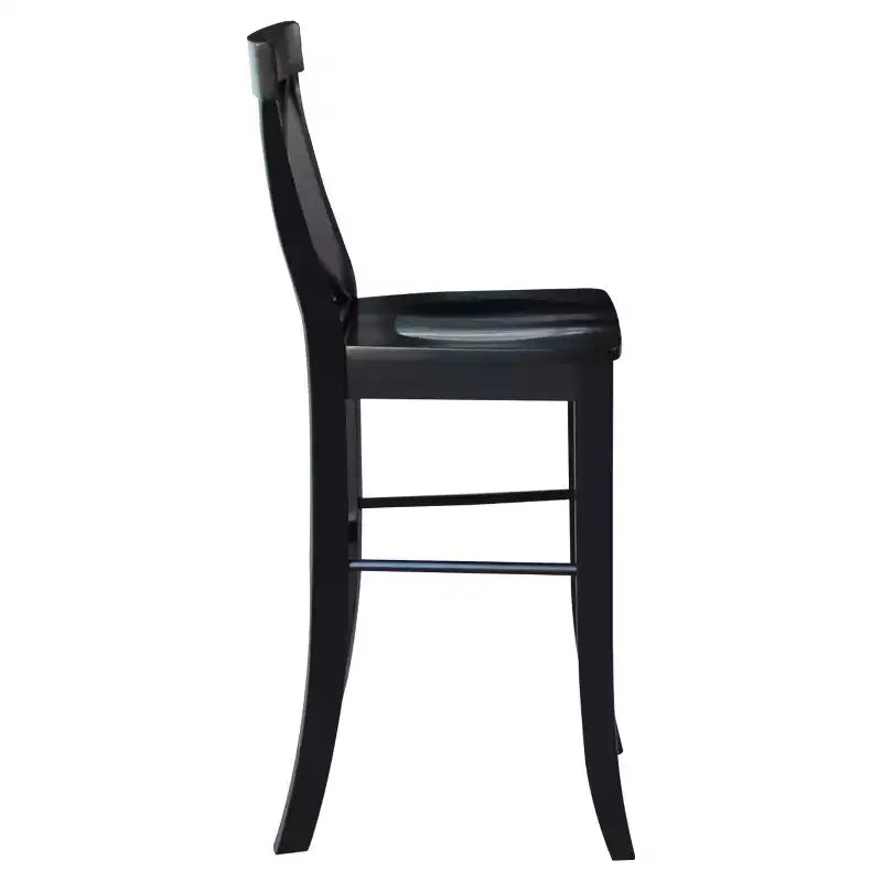 30" Martha X Back Barstool Jet Black - International Concepts: Solid Wood, Traditional Design