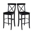 30" Martha X Back Barstool Jet Black - International Concepts: Solid Wood, Traditional Design