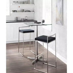 LumiSource Set of 3 Fuji Stacker Barstools Stainless Steel/Black PU