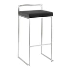LumiSource Set of 3 Fuji Stacker Barstools Stainless Steel/Black PU