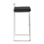 LumiSource Set of 3 Fuji Stacker Barstools Stainless Steel/Black PU