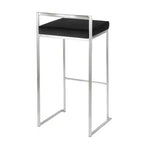 LumiSource Set of 3 Fuji Stacker Barstools Stainless Steel/Black PU