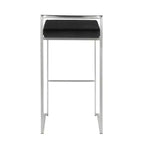 LumiSource Set of 3 Fuji Stacker Barstools Stainless Steel/Black PU