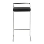 LumiSource Set of 3 Fuji Stacker Barstools Stainless Steel/Black PU