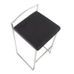 LumiSource Set of 3 Fuji Stacker Barstools Stainless Steel/Black PU