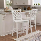 25.25" helby X-Back Farmhouse Counter Height Barstool White Finished Wood - Powell: olid Acacia & Rubberwood