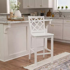 25.25" helby X-Back Farmhouse Counter Height Barstool White Finished Wood - Powell: olid Acacia & Rubberwood