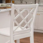25.25" helby X-Back Farmhouse Counter Height Barstool White Finished Wood - Powell: olid Acacia & Rubberwood