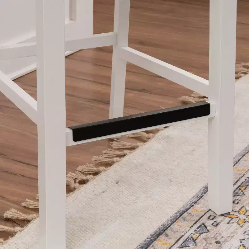 25.25" helby X-Back Farmhouse Counter Height Barstool White Finished Wood - Powell: olid Acacia & Rubberwood