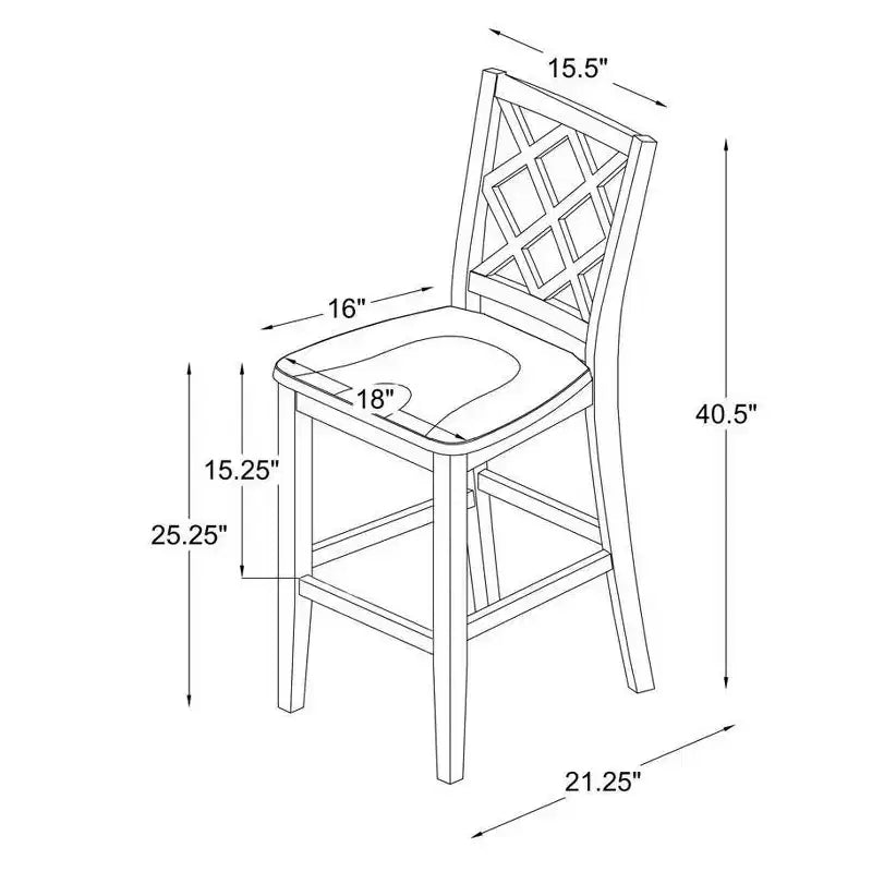 25.25" helby X-Back Farmhouse Counter Height Barstool White Finished Wood - Powell: olid Acacia & Rubberwood