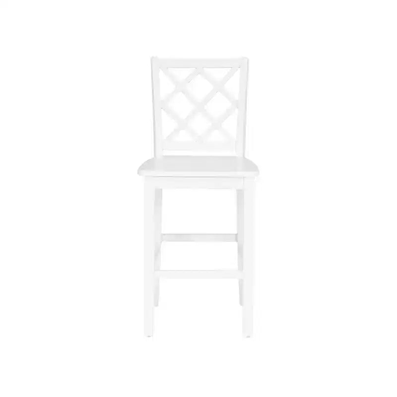 25.25" helby X-Back Farmhouse Counter Height Barstool White Finished Wood - Powell: olid Acacia & Rubberwood
