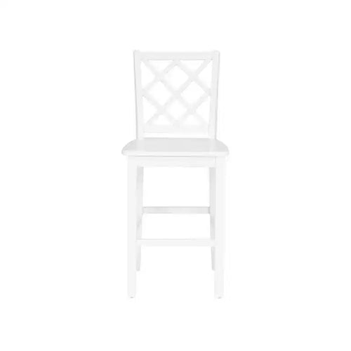 25.25" helby X-Back Farmhouse Counter Height Barstool White Finished Wood - Powell: olid Acacia & Rubberwood
